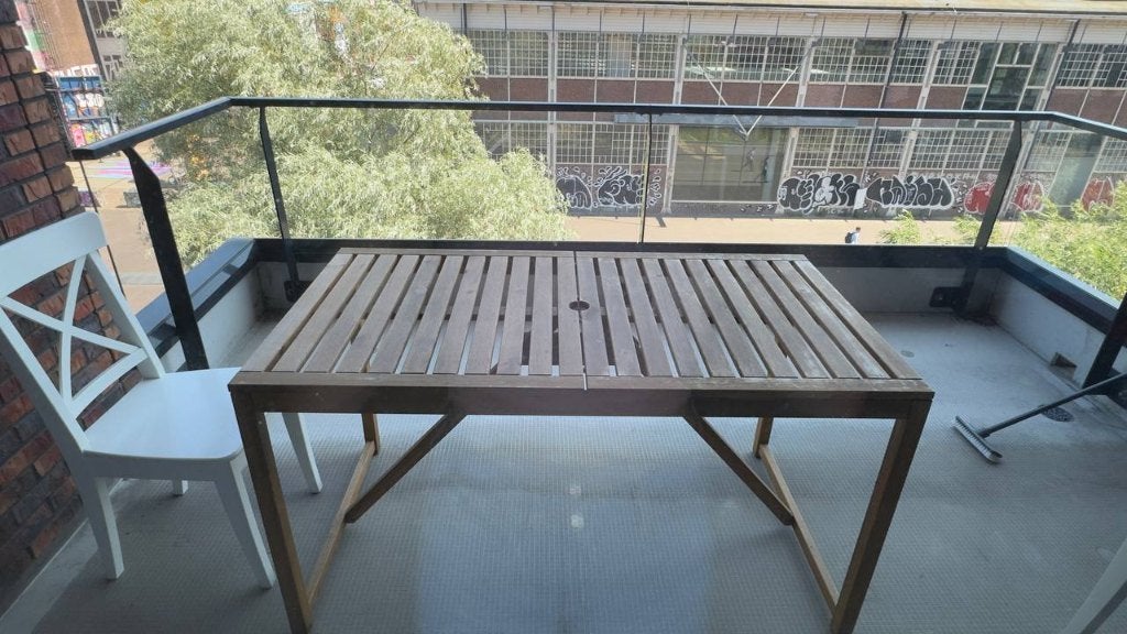 IKEA NÄMMARÖ balkontafel 14075 cm – Acaciahout, Ophalen of Verzenden, Gebruikt, Rechthoekig, Hout