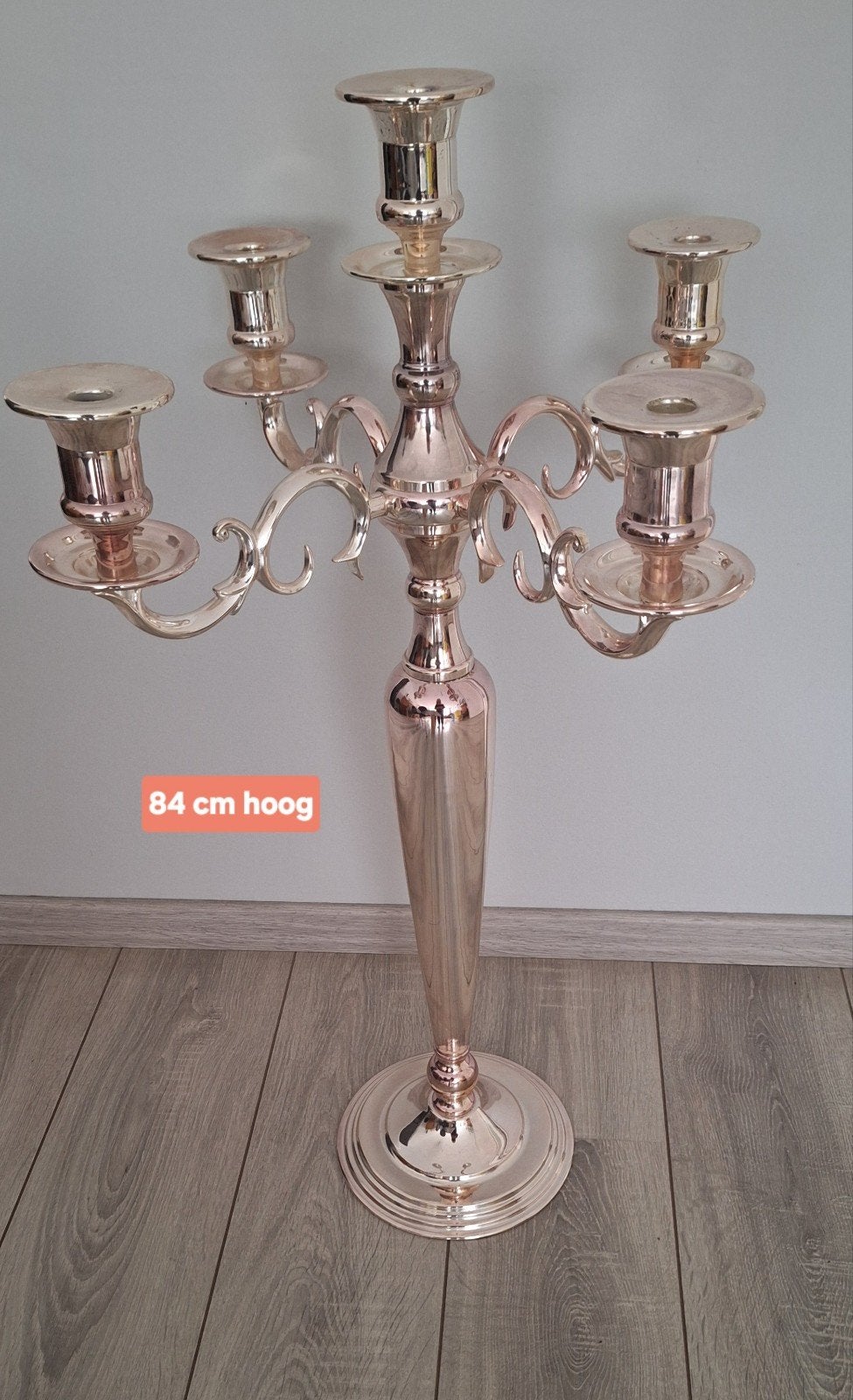 kandelaar 5 armig 84 cm barok stijl, Ophalen, Koper of Brons