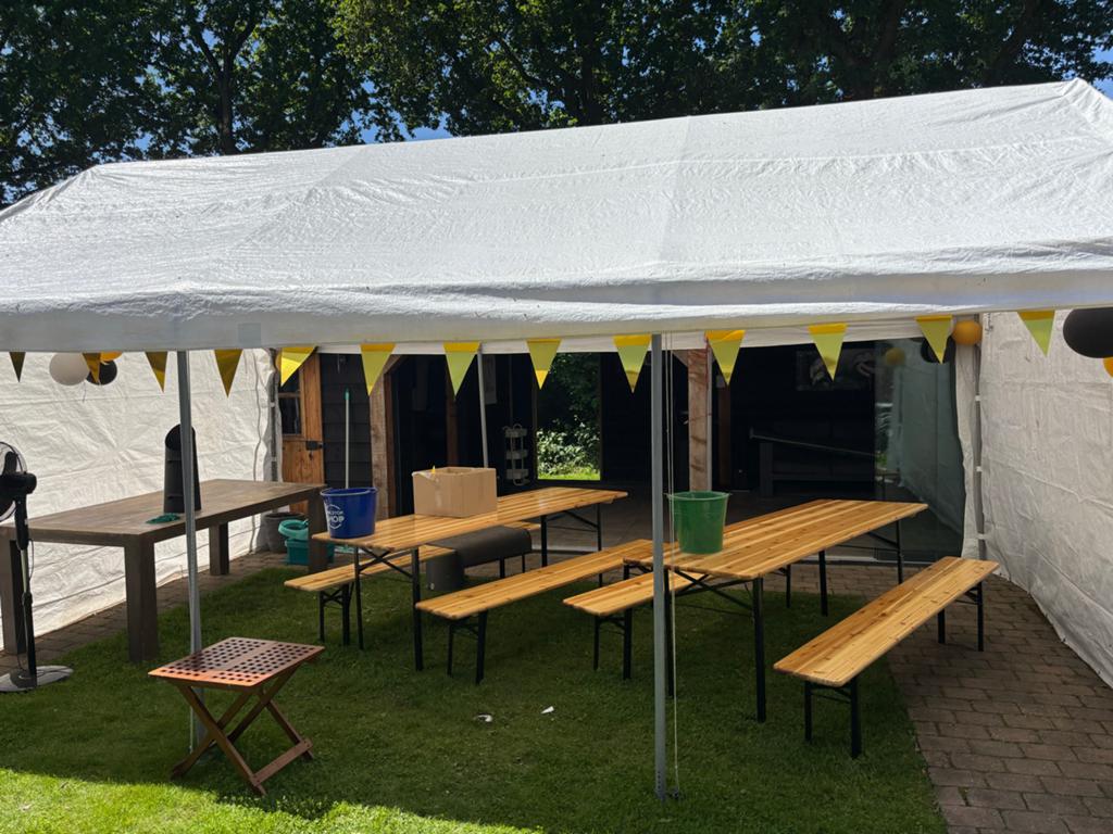 Partytent 4x6 meter  zware kwaliteit, Caravans en Kamperen, Ophalen, Gebruikt