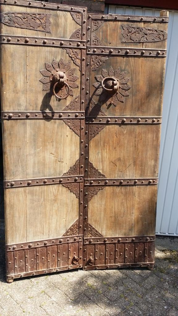 Antieke Chinese Poort Deuren - Zeer Zwaar eiken en Groot, Binnendeur, Ophalen of Verzenden, Hout, 120 cm of meer