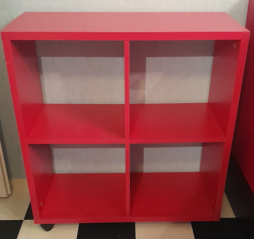 Rode Ikea vakkenkast met wieltjes, Ophalen, Gebruikt, 50 tot 100 cm, Minder dan 100 cm