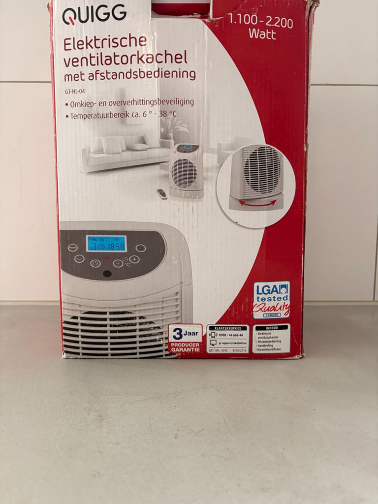 Quigg Elektrische Ventilatorkachel met Afstandsbediening, 30 tot 80 cm, Kachel, Minder dan 60 cm, Ophalen of Verzenden