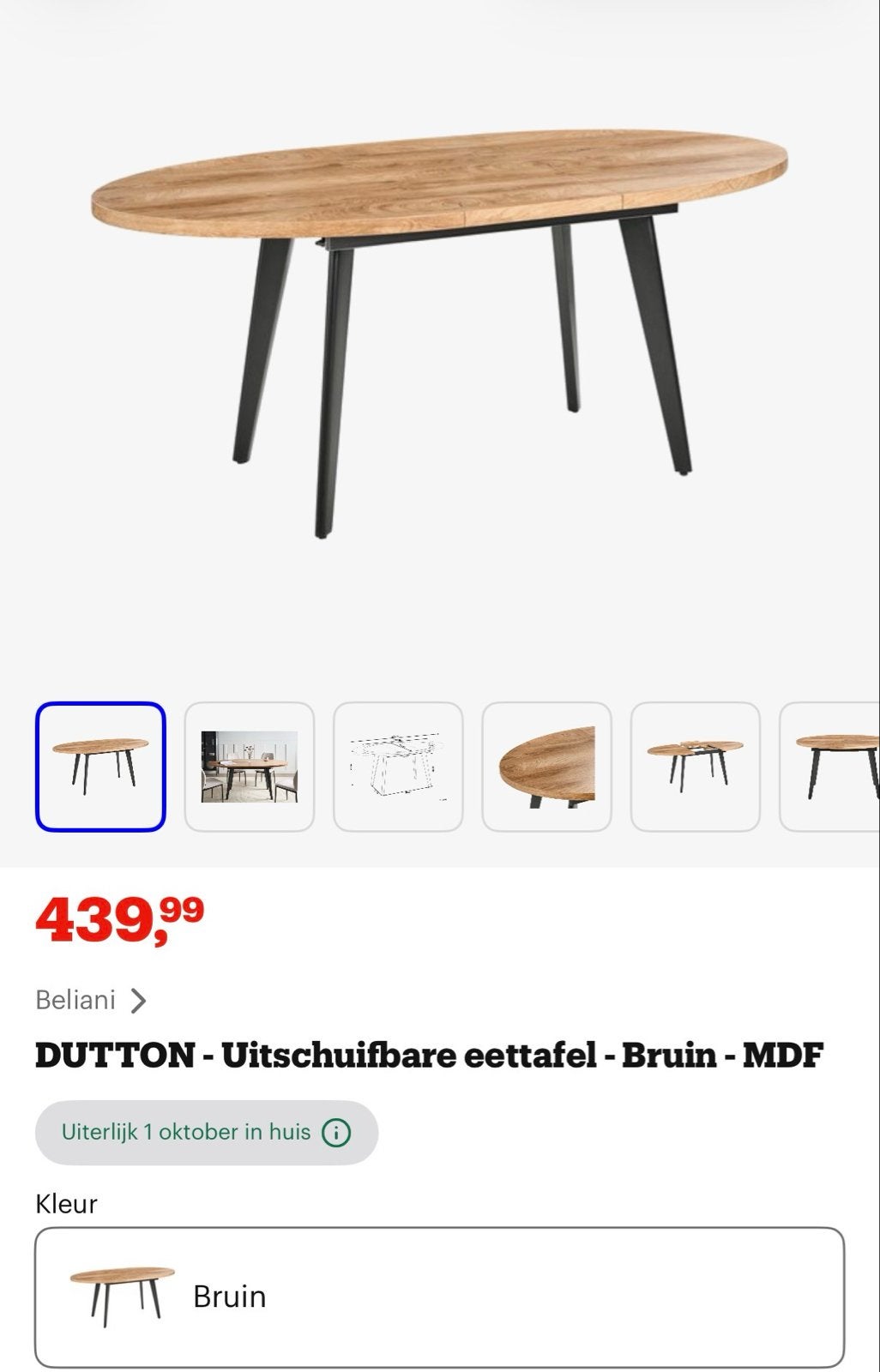 DUTTON Uitschuifbare Eettafel - Bruin MDF