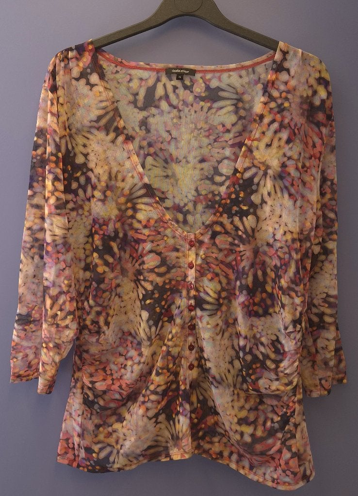 Claudia Sträter top | Maat 46 | Stretch | Als nieuw 51889, Postbus 123, 1000 AC Amsterdam, Meerkleurig, Maat 46/48 (XL) of groter