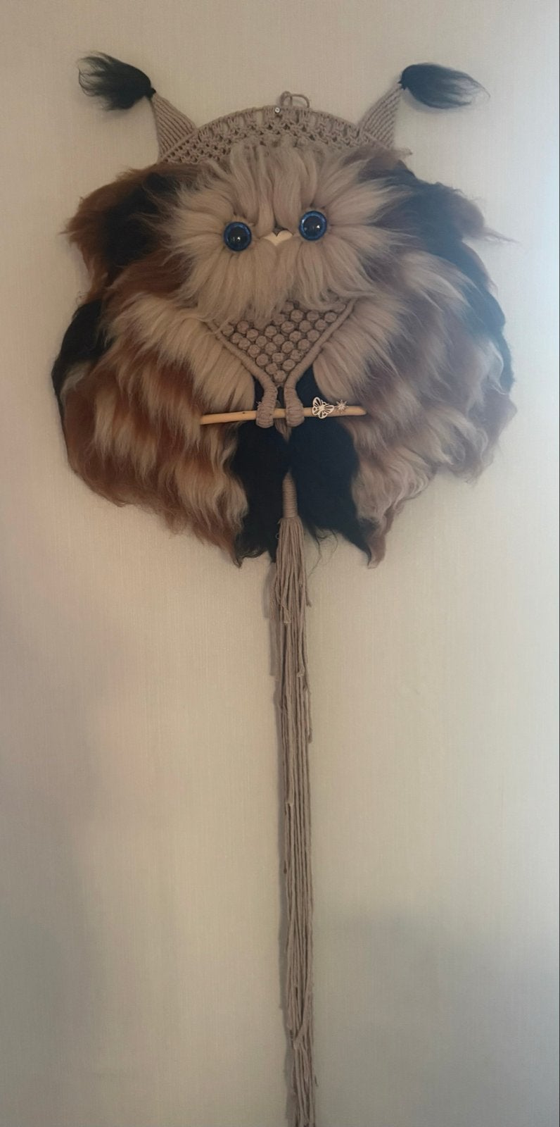 Unieke handgemaakte uil wanddecoratie van textiel, Ophalen, Meerkleurig, Textiel, Landelijk