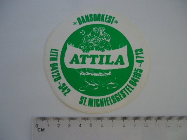 sticker oud ATTILA St Michielsgestel band orkest muziek re, Verzamelen, Verzenden, Zo goed als nieuw, Bedrijf of Vereniging
