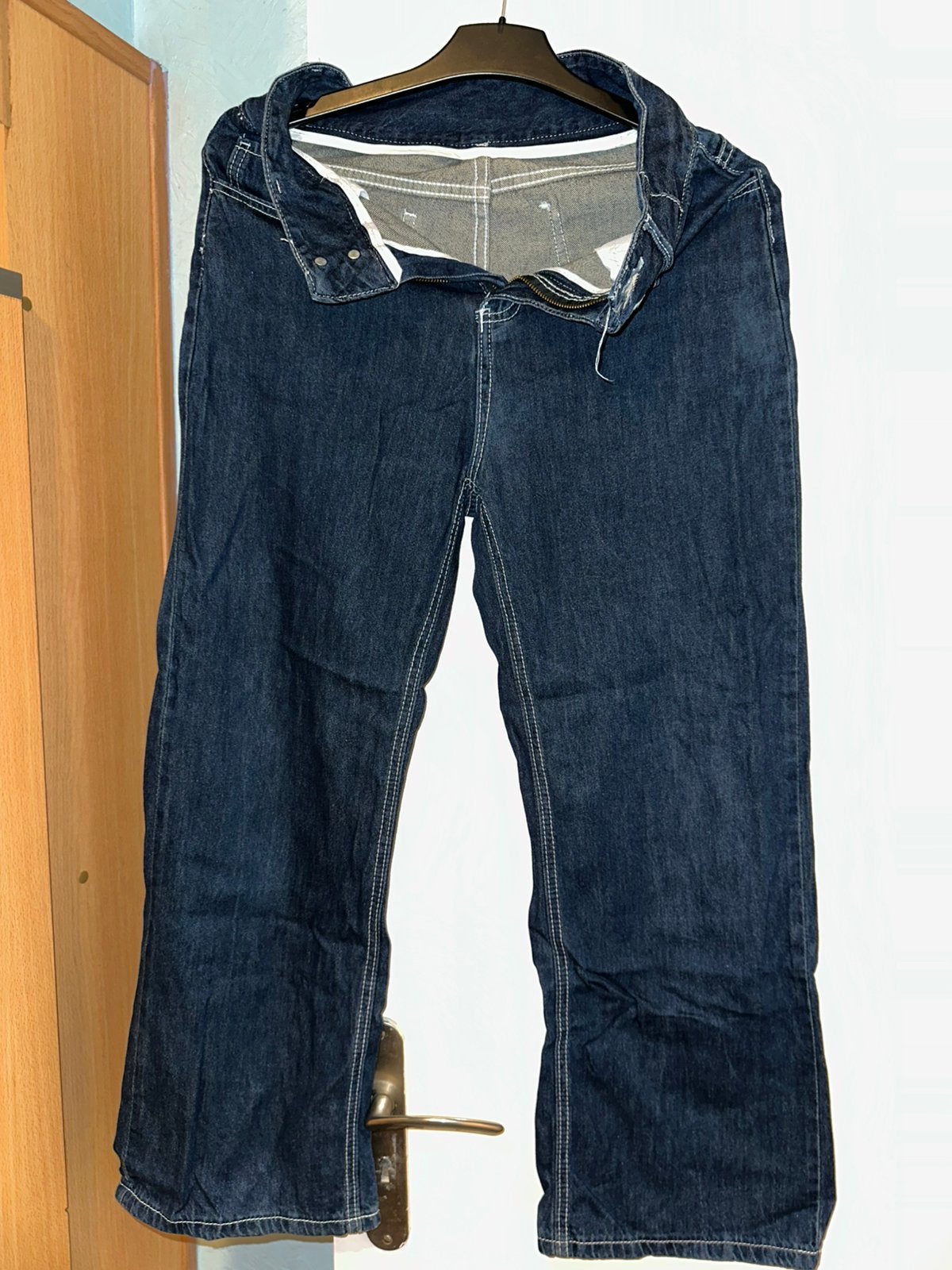 Denim broek M, Kleding | Dames, Grote Maten, Ophalen of Verzenden, Zo goed als nieuw, Blauw, Broek of Spijkerbroek