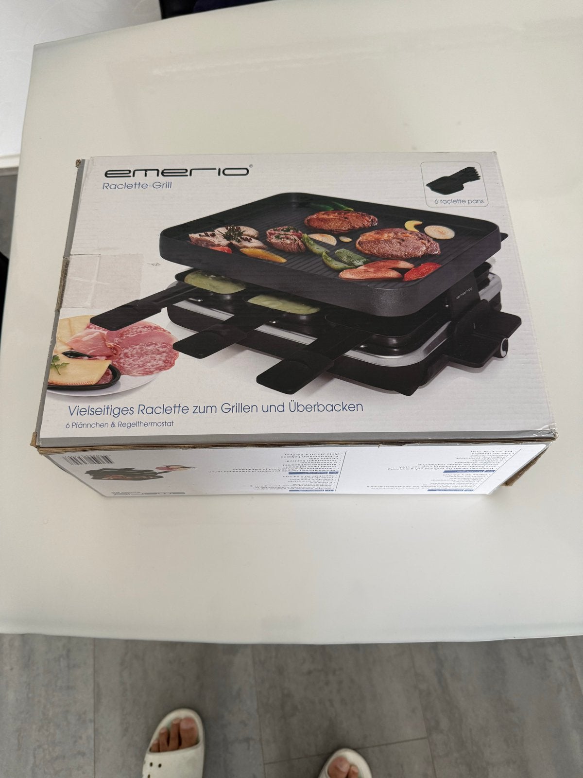Emerio Raclette-Grill met 6 pannetjes, Witgoed en Apparatuur, Ophalen of Verzenden, Zo goed als nieuw, 4 t/m 7 personen