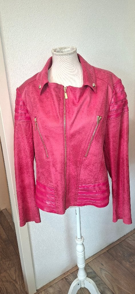 Frank Lyman Faux Suede Jacket in Fuchsia maat XL, Maat 46/48 (XL) of groter, Ophalen of Verzenden, Zo goed als nieuw, Jasje