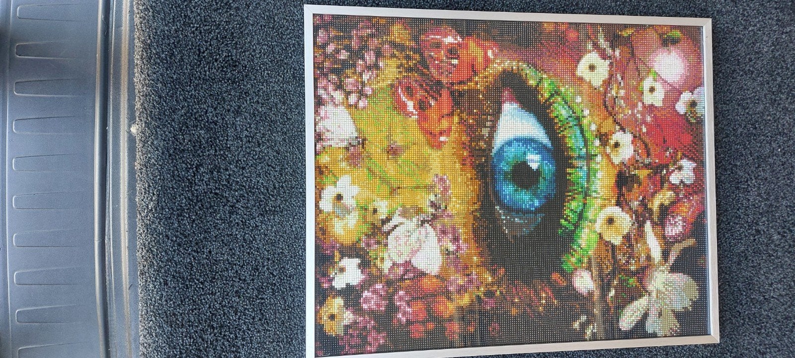 Diamond painting schilderij   oog/vlinders en bloemen, Ophalen of Verzenden, Schilderij