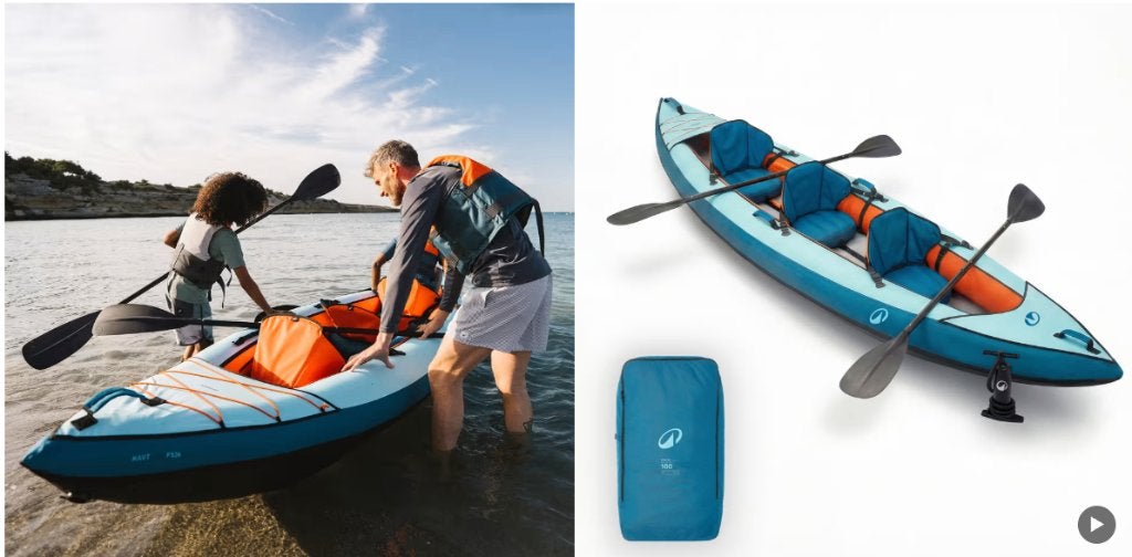 Twee/driepersoons opblaaskayak Itwit, Watersport en Boten, Ophalen, Drie personen of meer, Kajak, Gebruikt