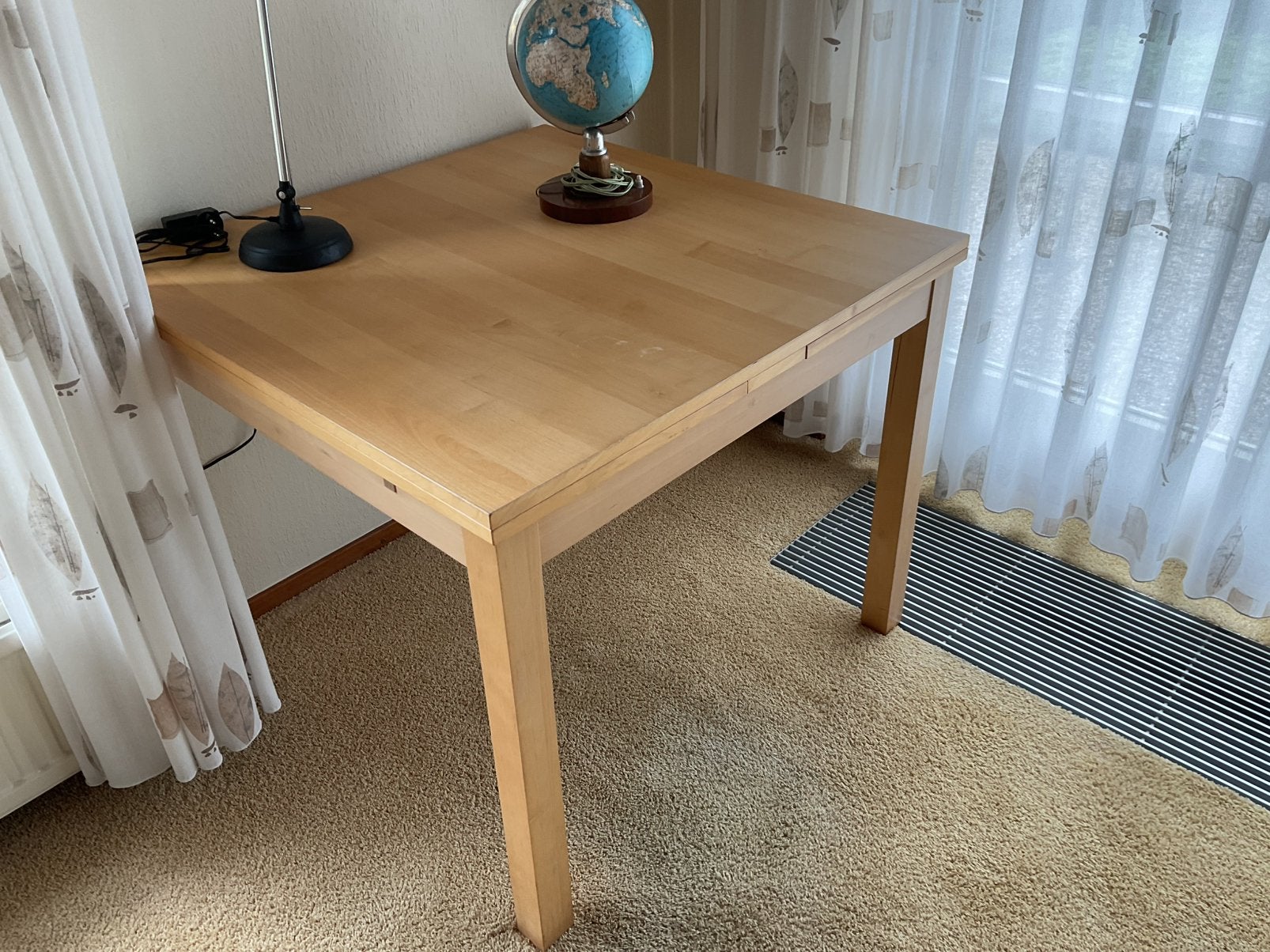 Eetkamer uittrektafel blank hout, Ophalen, Gebruikt, Rechthoekig, 50 tot 100 cm