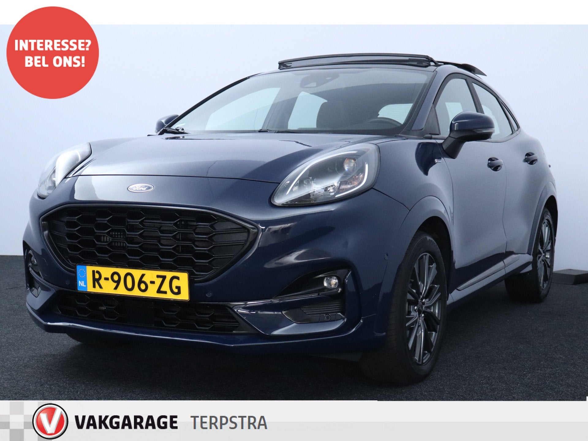 Ford Puma 1.0 EcoBoost Hybrid ST-Line X/ Zwarte Hemel/ Open-, Auto's, Voorwielaandrijving, Lichtsensor, Blauw, Bedrijf