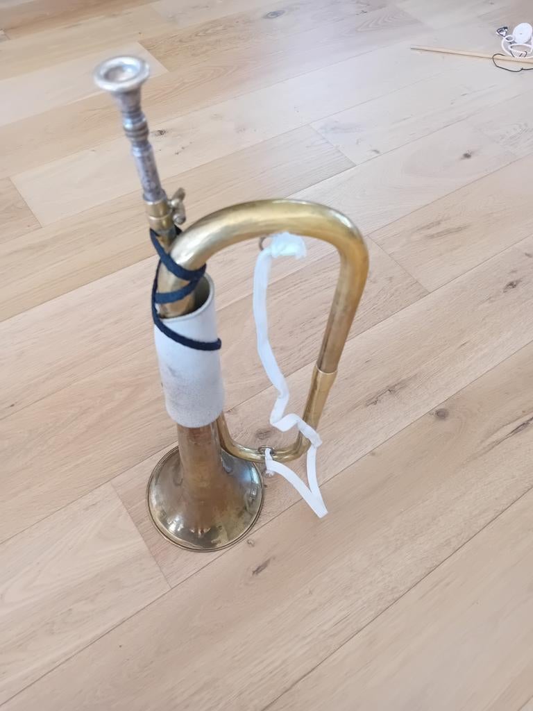 Vintage Koperen Signaaltrompet / Bugel, Muziek en Instrumenten, Blaasinstrumenten | Trompetten, Ophalen of Verzenden, Gebruikt