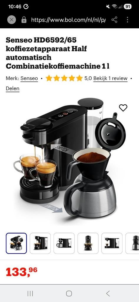 SENSEO SWITCH maar 4 keer gebruikt, Ophalen, Zo goed als nieuw, Koffiemachine