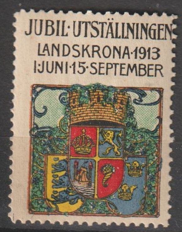 Zweden sluitzegel jubileumtentoonstelling Landskrona 1913, Ophalen of Verzenden, Zweden, Postfris