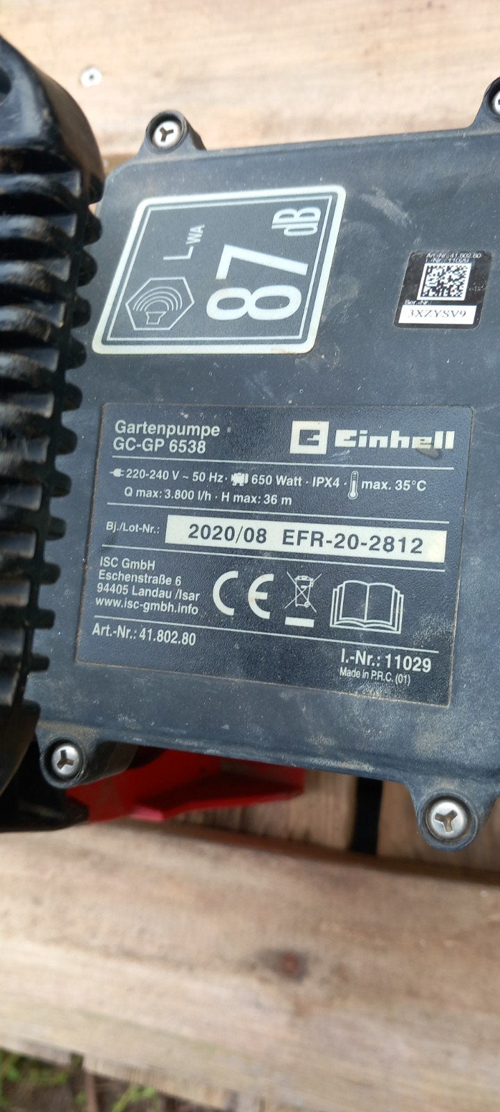 Einhell Gartenpumpe GC-GP 6538 - Krachtige Waterpomp, Ophalen, Gebruikt, Elektrisch, Besproeiingspomp