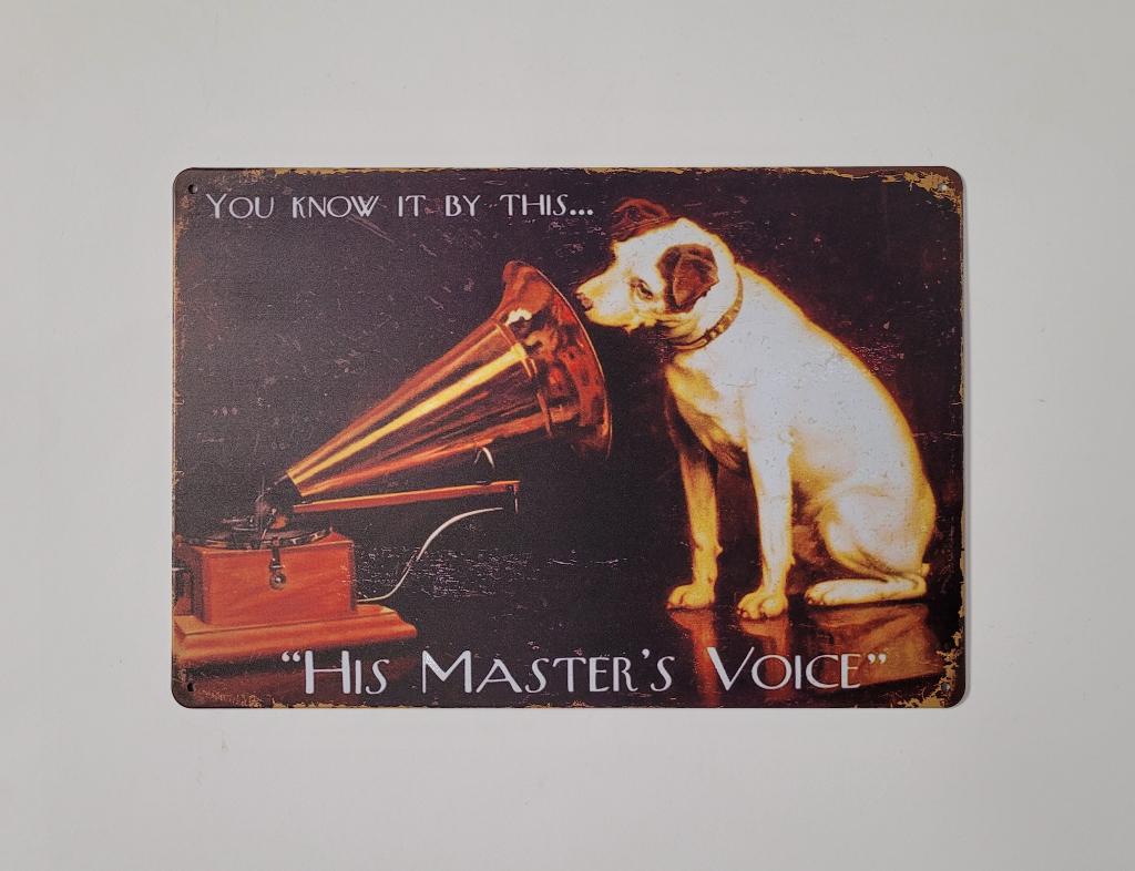 His masters voice Hondje reclamebord van metaal wandbord, Info@deconoord.nl, Nieuw, Ophalen of Verzenden, Deco noord