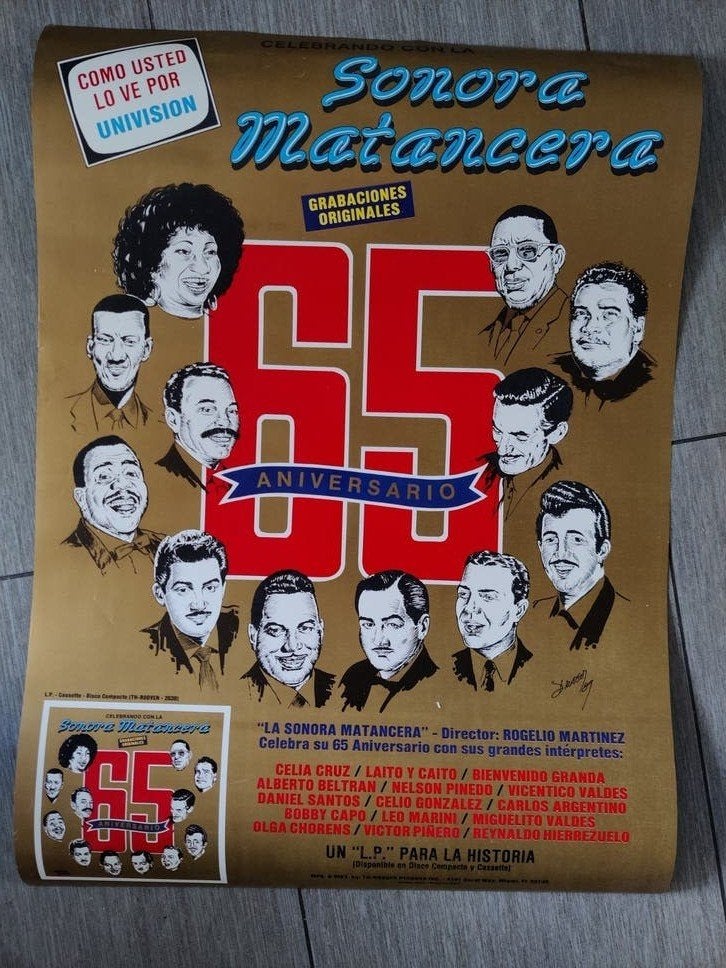 Poster Sonora Matancera 65 Aniversario (1989), Verzamelen, Ophalen, A1 t/m A3, Muziek, Rechthoekig Staand