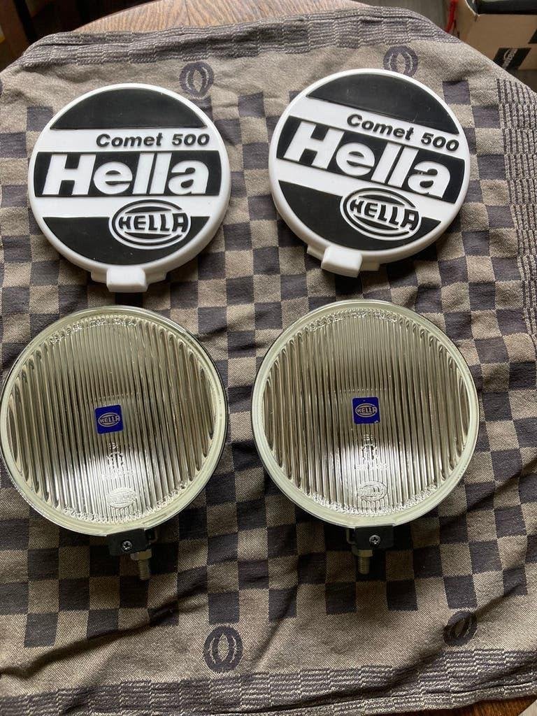 Oldtimer 2 Hella Witte mistlampen met covers type comet 500, Auto-onderdelen, Ophalen of Verzenden, Gebruikt