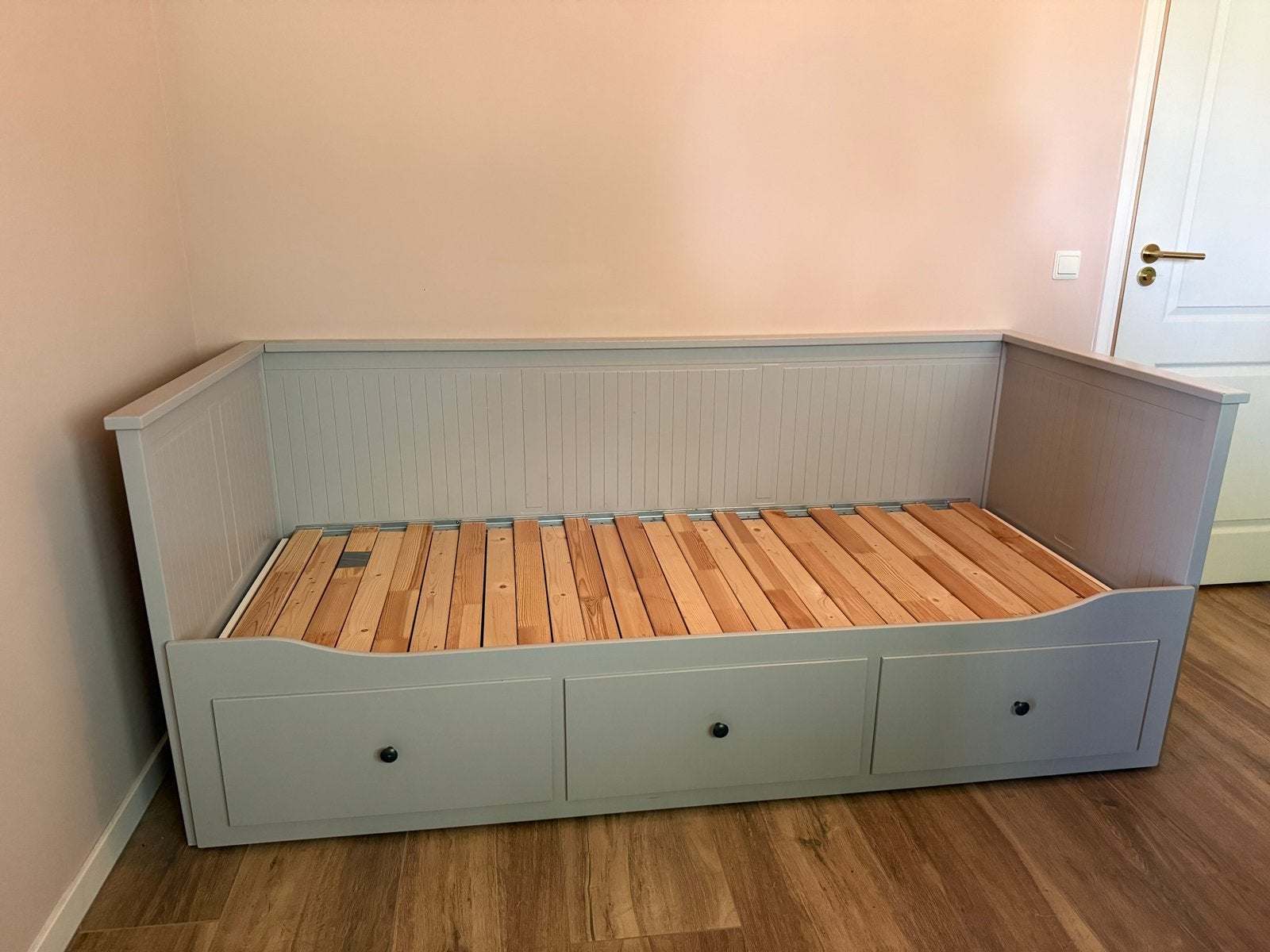 IKEA Hemnes Bedbank Grijs met 3 Lades, Ophalen, Tweepersoons, 80 cm, 200 cm