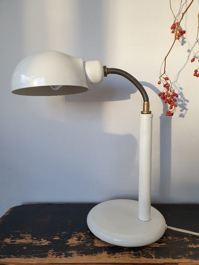 Vintage tafellamp - bureaulamp. Kleur: gebroken wit, Bureaulamp, Vintage, Wit, Zo goed als nieuw