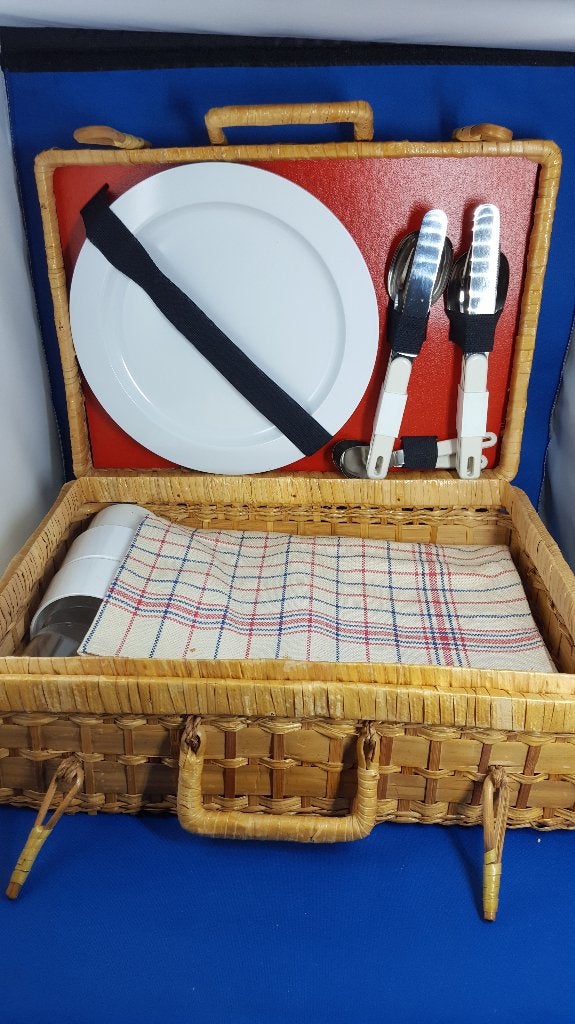 Coppia Holland picknickset in mand, koffer. Compleet. 8A1, Tweedehands verkoop, Tweedehands verkoop, Gebruikt, Ophalen of Verzenden