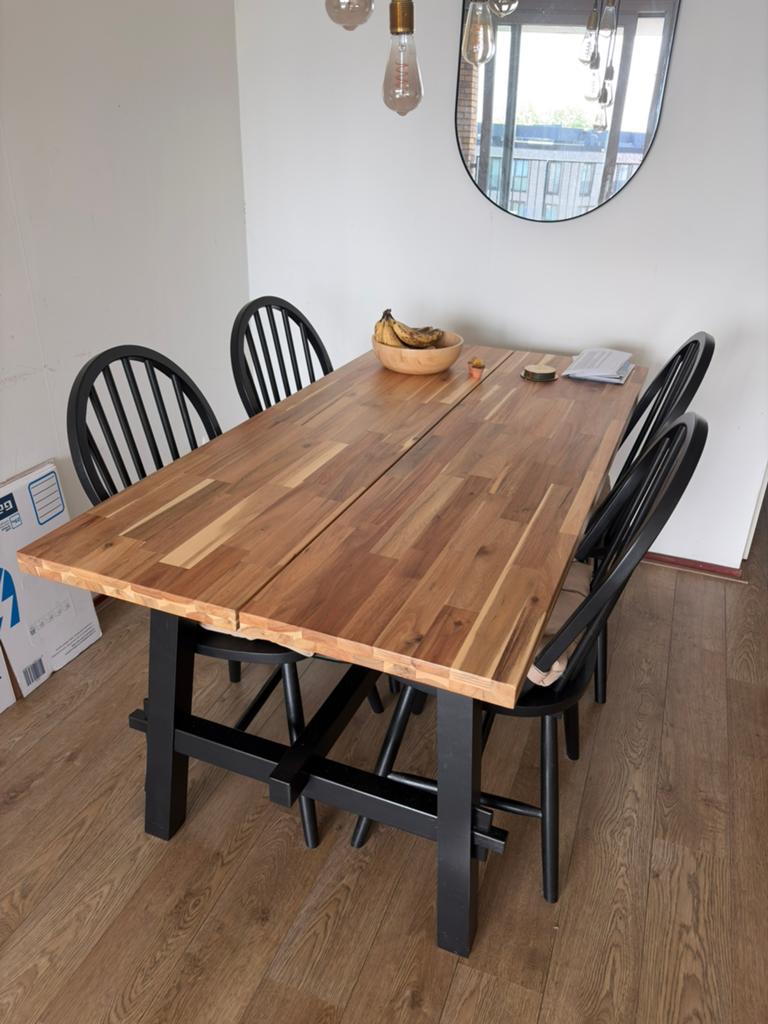 Eettafel met 4 stoelen, Huis en Inrichting, Tafels | Eettafels, Ophalen, Zo goed als nieuw, Rechthoekig, 50 tot 100 cm