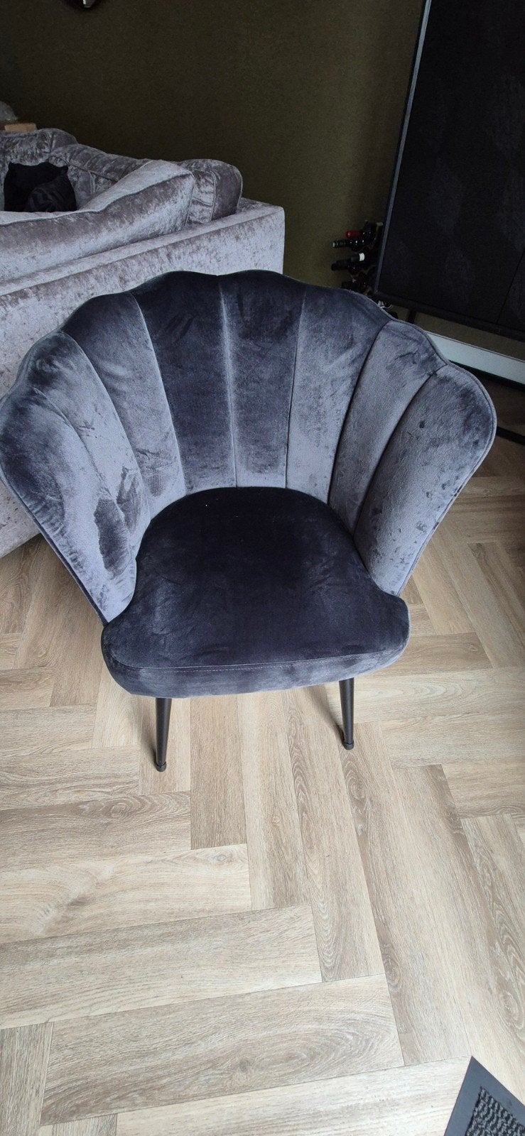 Stijlvolle schelpvormige fauteuil van fluweel, Ophalen, Gebruikt, Modern, Art Deco, Glamour, Eén