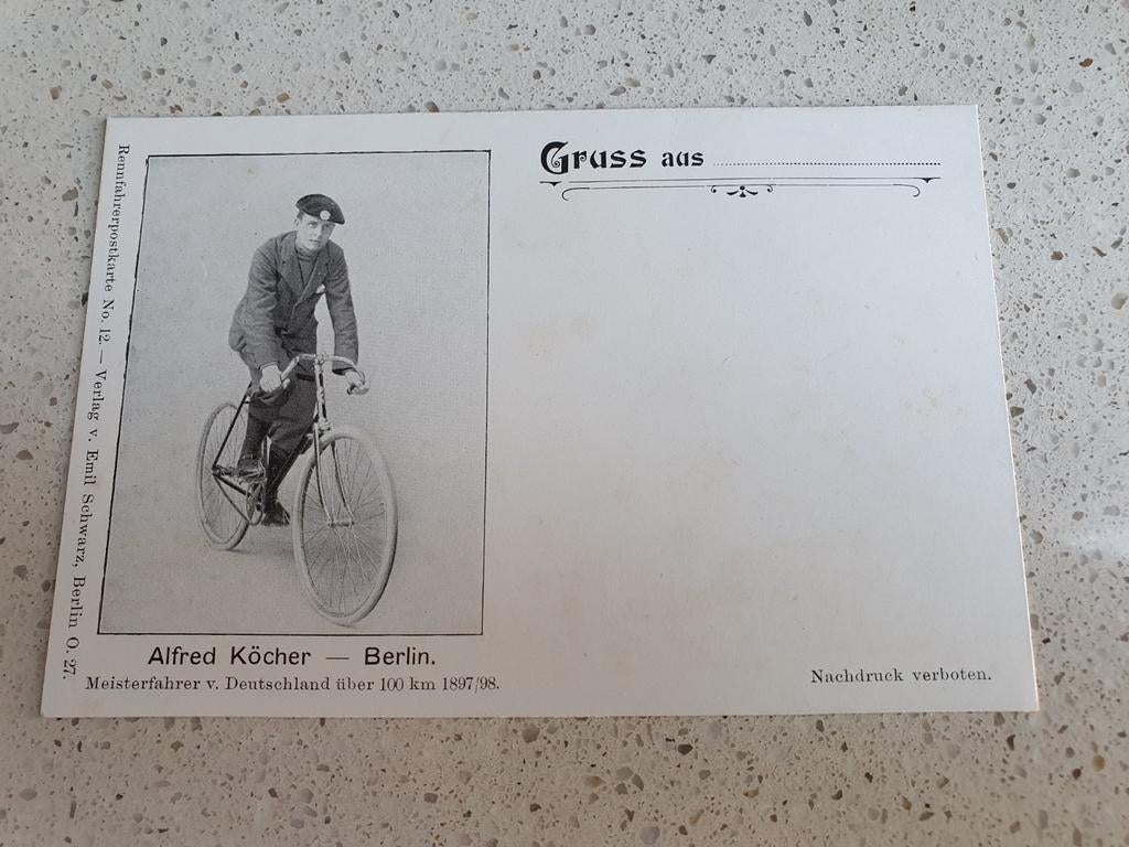1900? WIELRENNEN, Alfred Kocher 1897 Duits kampioen, Ophalen of Verzenden, Voor 1920