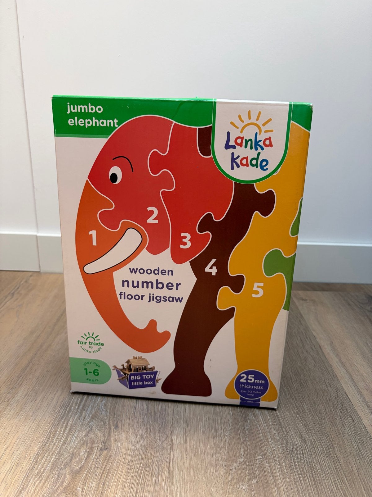 Lanka Kade Jumbo Olifant Houten Nummers Puzzel, 10 tot 50 stukjes, Nieuw, Ophalen of Verzenden, Van hout