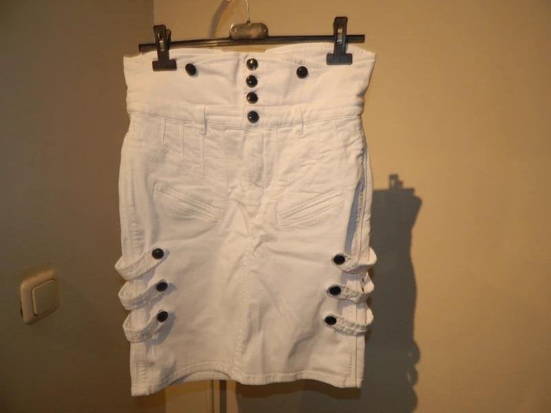 Isabel Marant stoere rok wit banden met zwarte knopen 40
