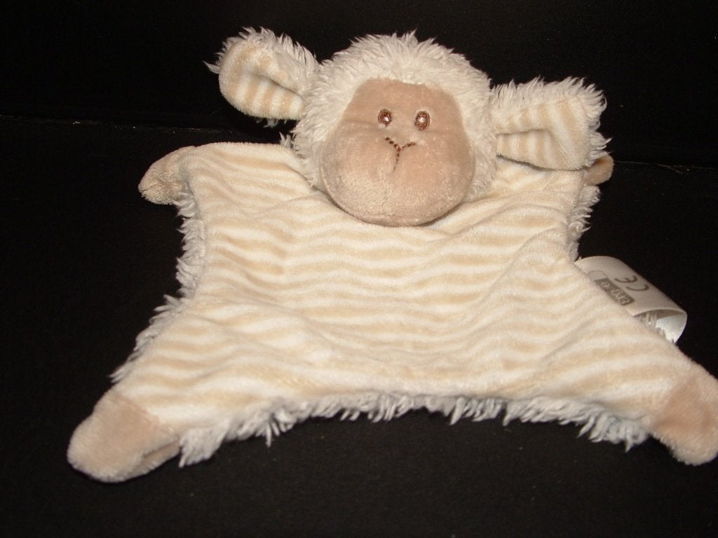 ERGEE SCHAAP KNUFFELDOEK VELOURS BEIGE/WIT GESTREEP, Kinderen en Baby's, Speelgoed | Knuffels en Pluche, Ophalen of Verzenden