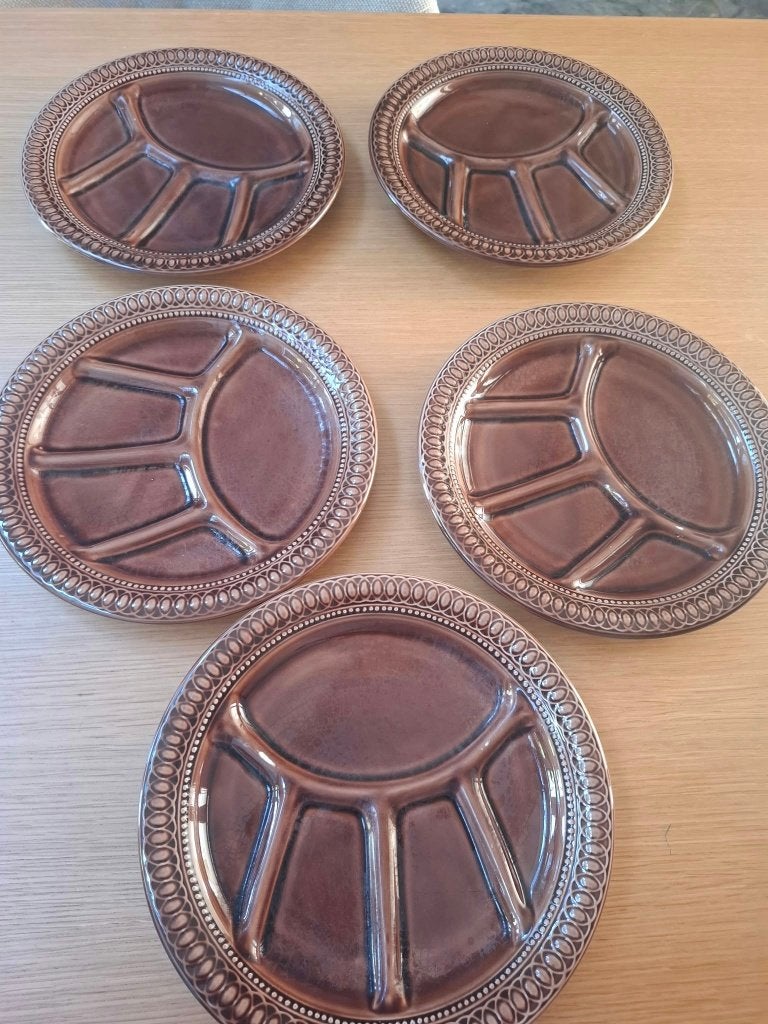 gourmetborden retro, Ophalen, Gebruikt, Keramiek, Vintage