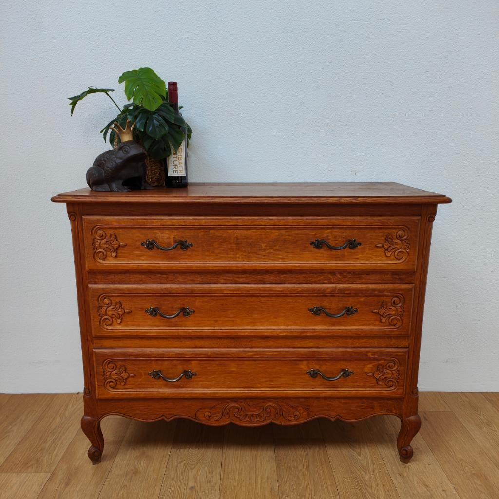 Vintage Queen Ann ladekast commode dressoir ladekastje 906, Valkenswaard, Gebruikt, Info@flashbackfurniture.nl, Eikenhout