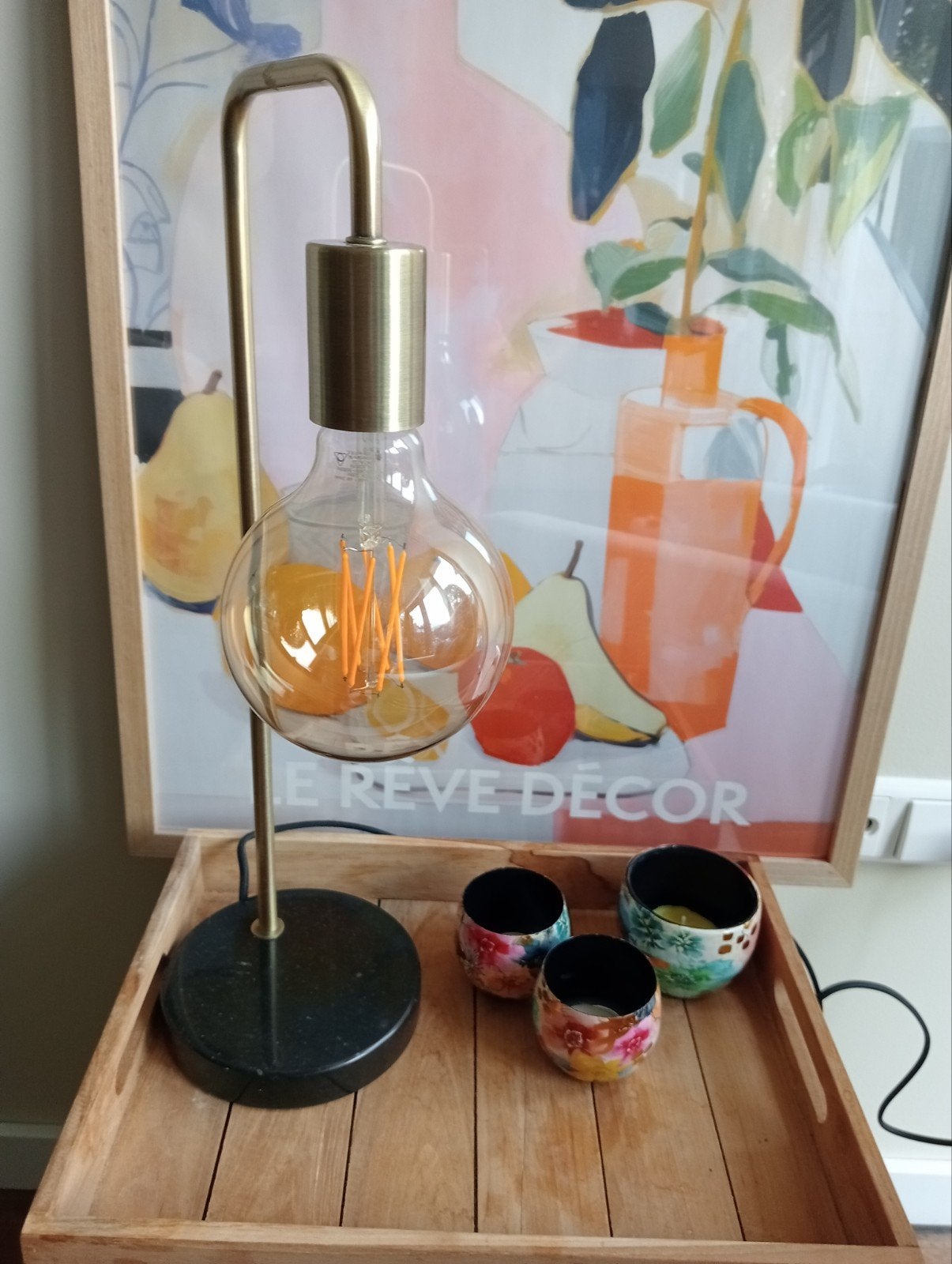 Moderne tafellamp met Edison LED lamp - Goud/Zwart, Ophalen, Goud, E27 (groot), Metaal