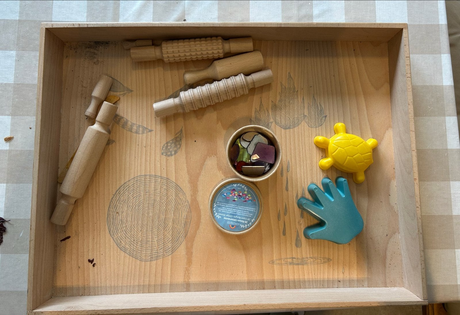 Houten speelgoedset voor klei en zand, Ophalen, Gebruikt, Overige typen