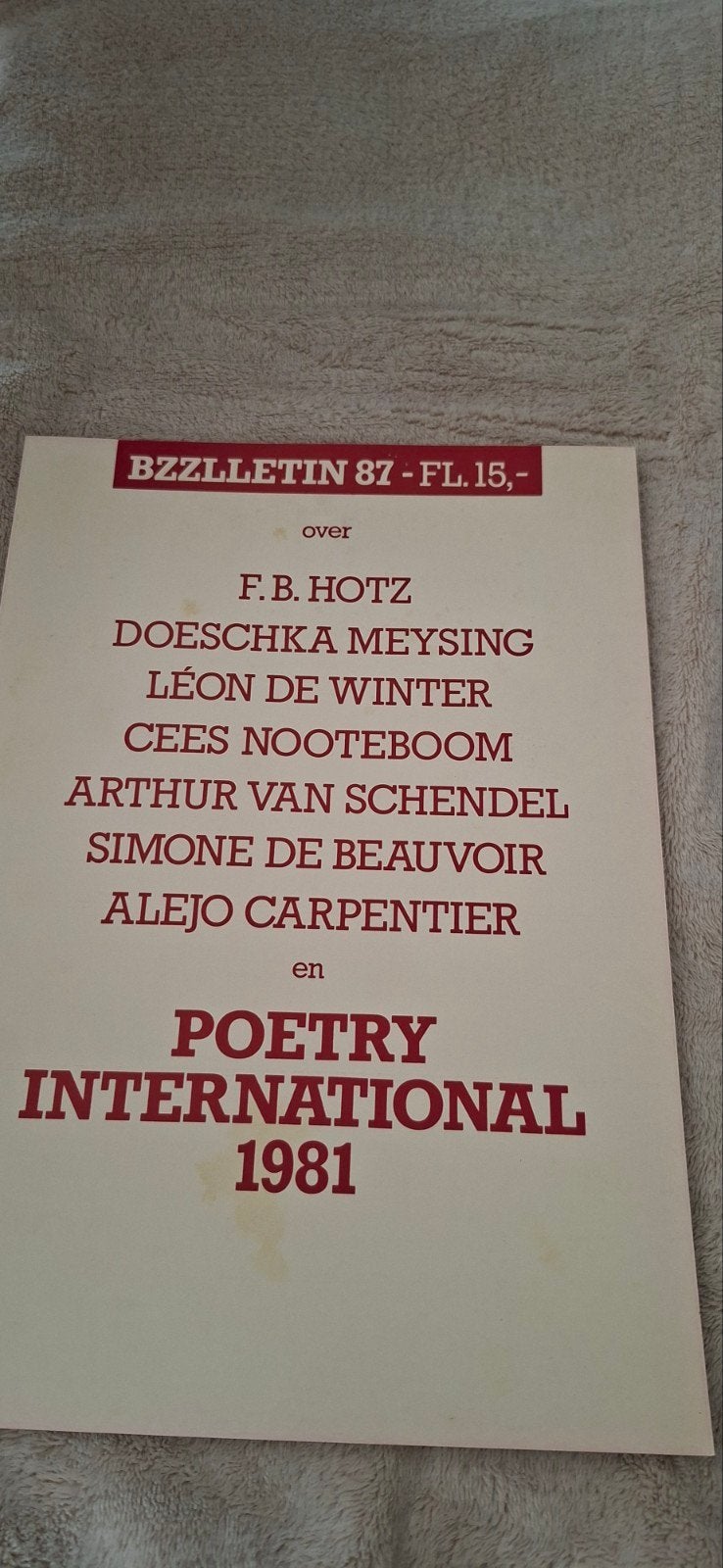 BZZLLETIN 87: F.B. Hotz, Cees Nooteboom, Simone de Beauvoir, Ophalen of Verzenden, Gelezen, F.B. Hotz, Doeschka Meijsing, Léon de Winter, Cees Nooteboom