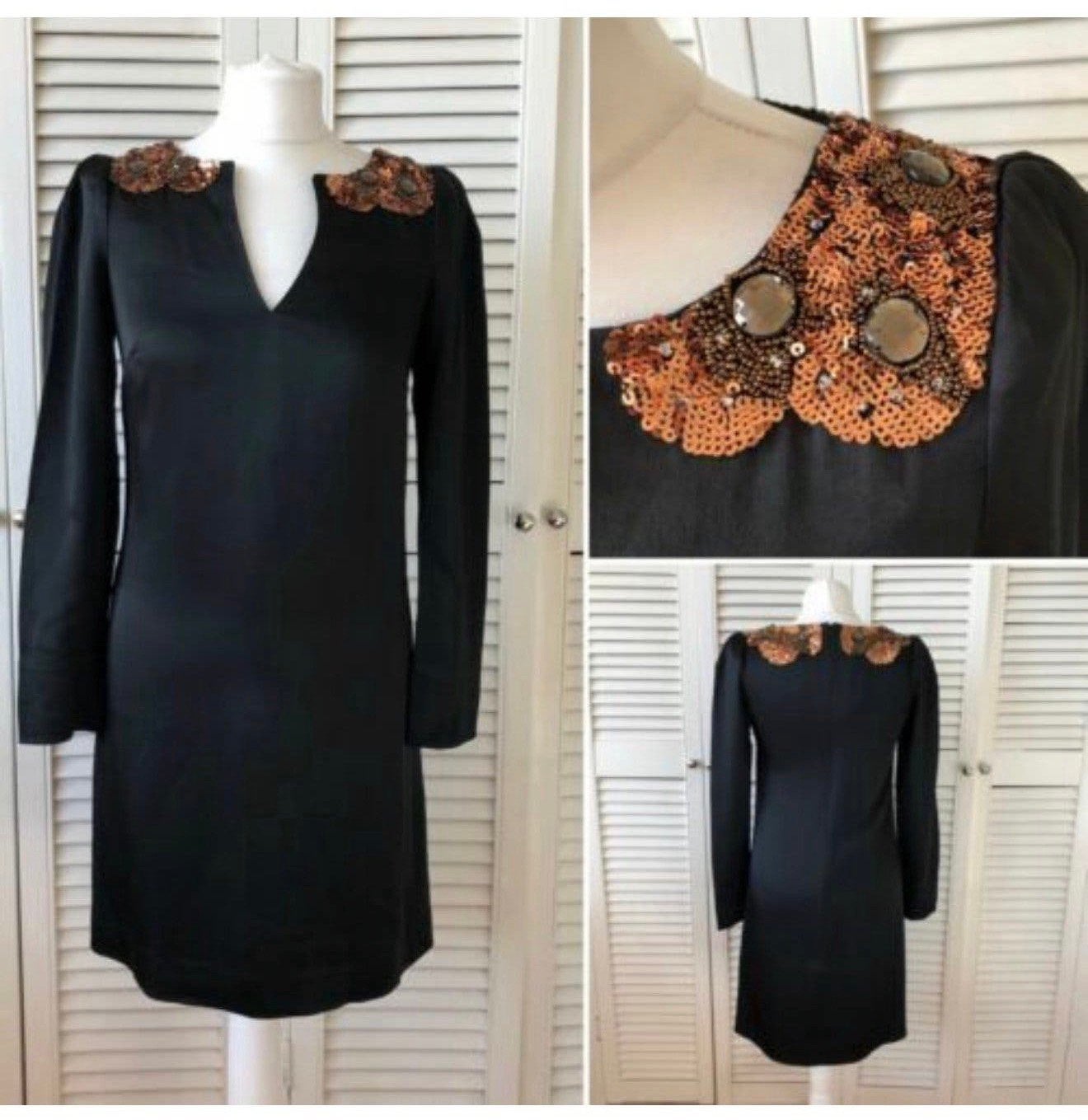 NIEUW Jurk Monsoon 38-M zwart bronze + schouder steentjes, Kleding | Dames, Maat 38/40 (M), P, Zwart, P