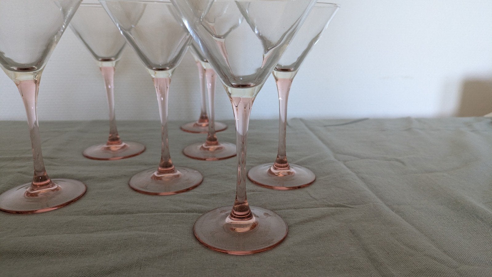 Luminarc Franse cocktail glazen op roze voet, Ophalen of Verzenden