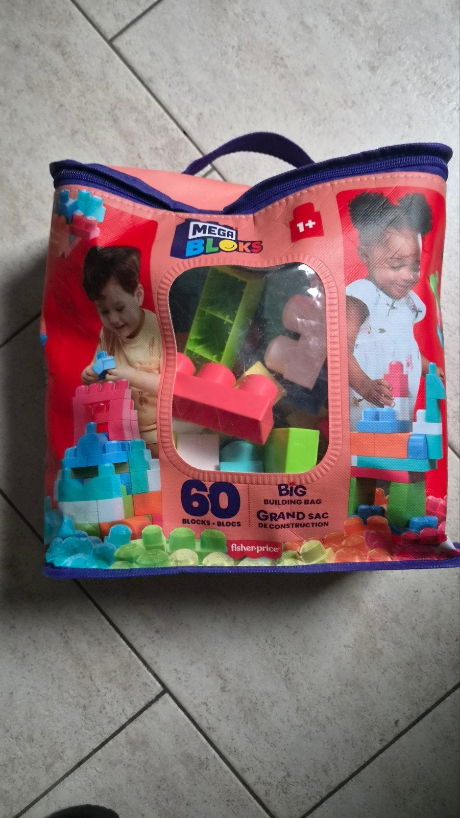 Mega Bloks Grote Bouwzak - 60 Blokken, Ophalen of Verzenden, Zo goed als nieuw, Megabloks