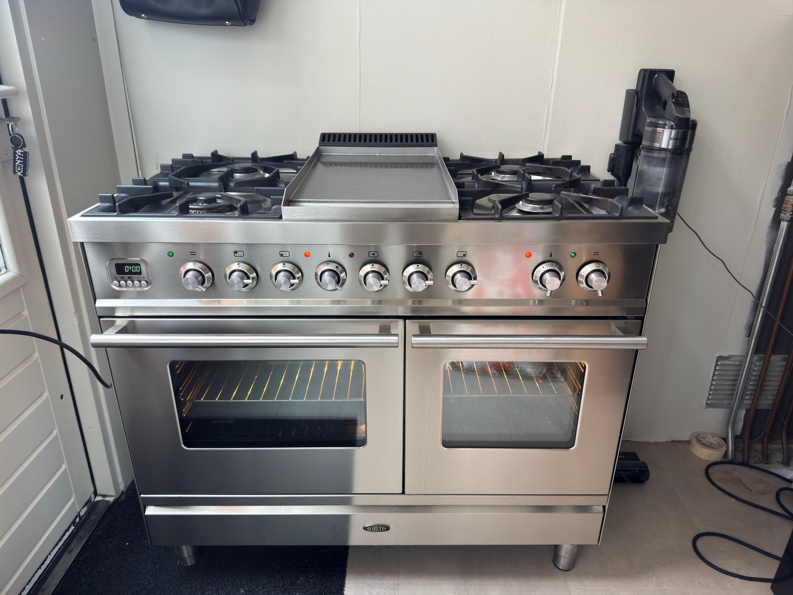 Boretti gasfornuis 100 cm met frytop 5 pits, Ophalen, 60 cm of meer, Zo goed als nieuw, Gas