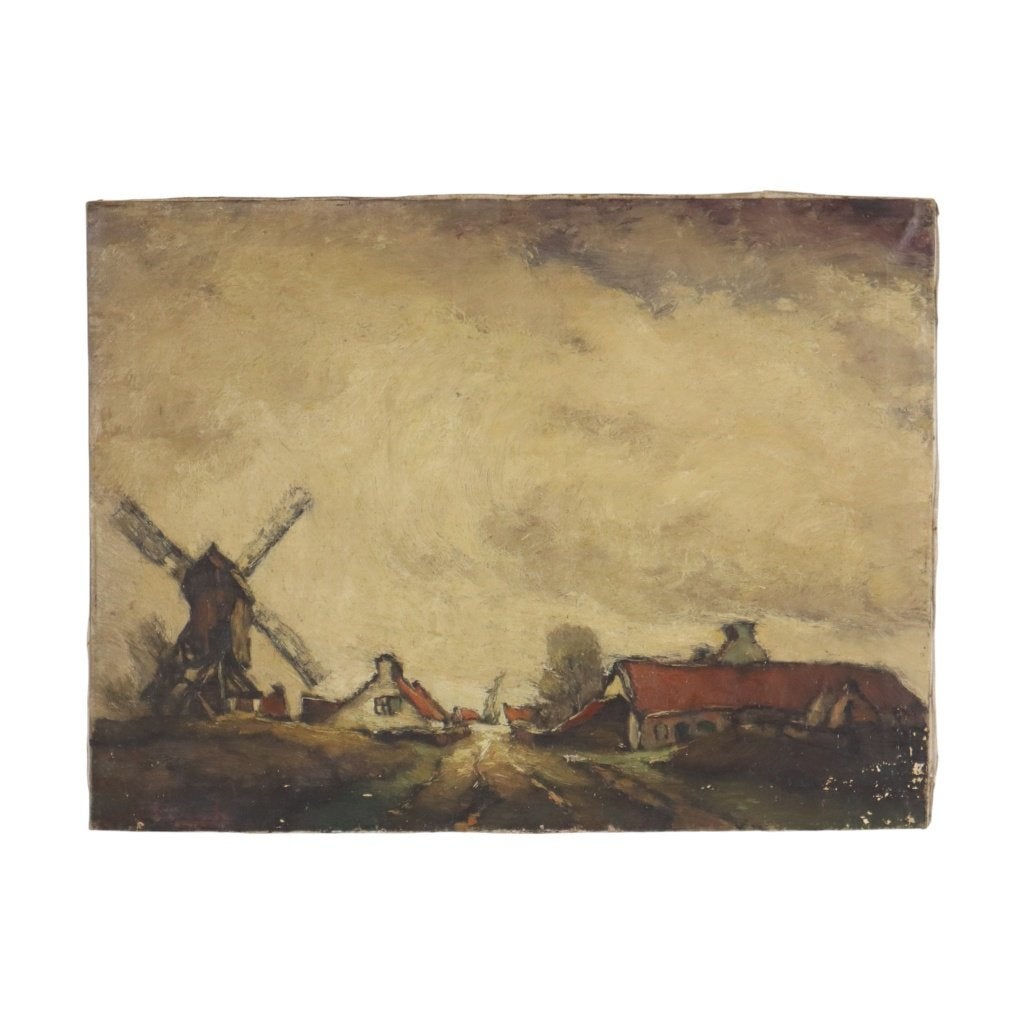 Charmant Schilderij Boerderij Landschap Wittouck 60x80cm, Ophalen of Verzenden, Landschap, Doek