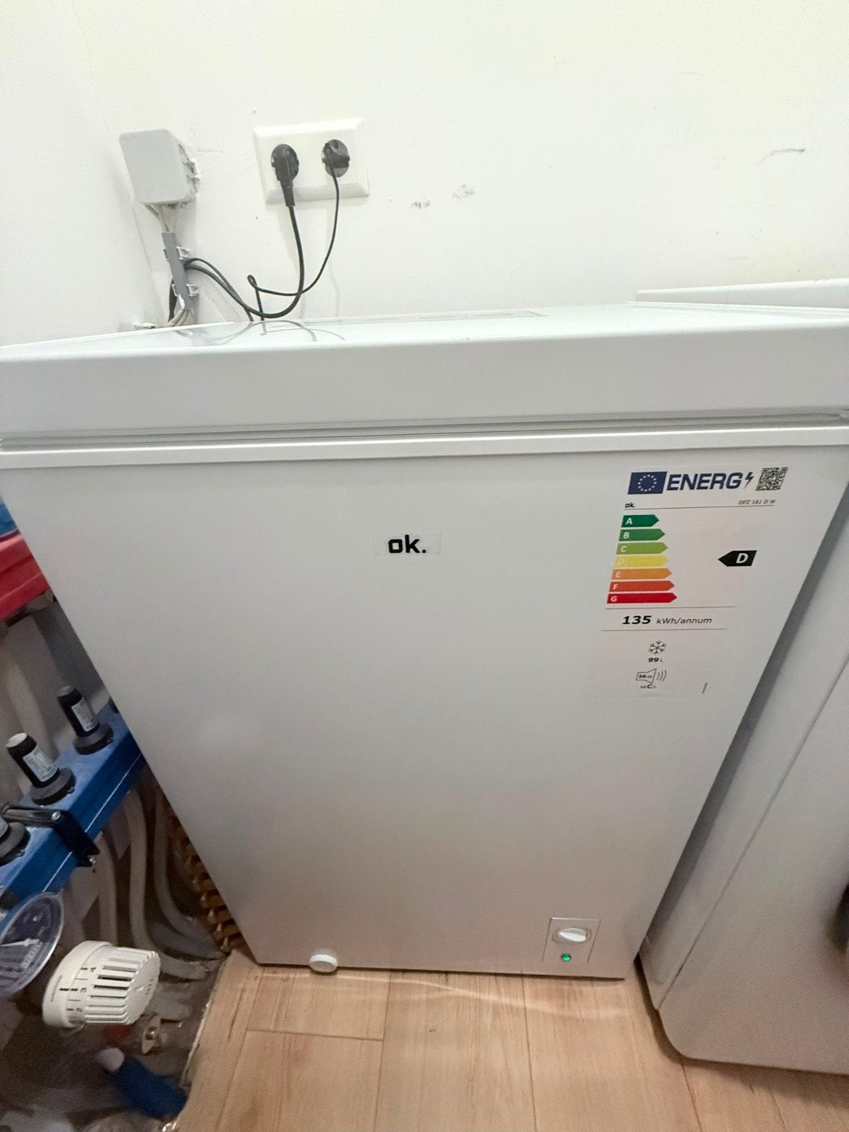 OK. OFZ 161 D W Vrieskist - Energieklasse D, Ophalen of Verzenden, Zo goed als nieuw, Minder dan 60 cm, Minder dan 85 cm