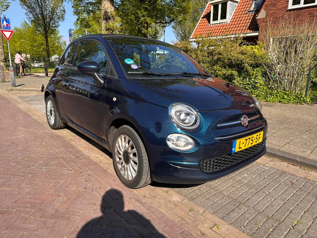 Fiat 500 1.2 69pk AppleCarplay, airco, 1.2 motor, 2020 Blauw, Auto's, Fiat, Voorwielaandrijving, Stof, 4 cilinders, Cabriolet