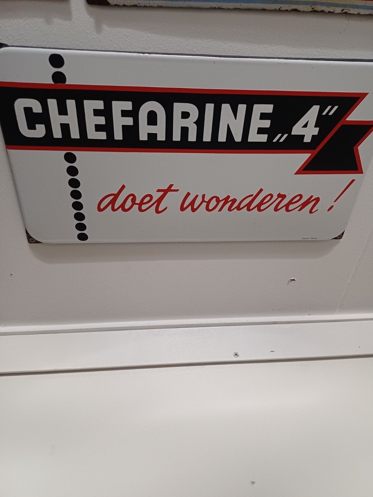 Vintage Emaille Reclamebord Chefarin, Antiek en Kunst, Antiek | Emaille, Ophalen of Verzenden