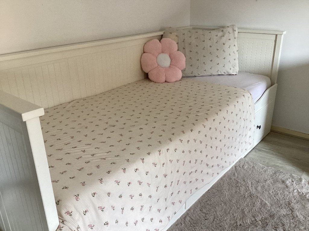 Ikea hemnes lattenbodem bedbank met 3 lades, Ophalen, Wit, Tweepersoons, 80 cm