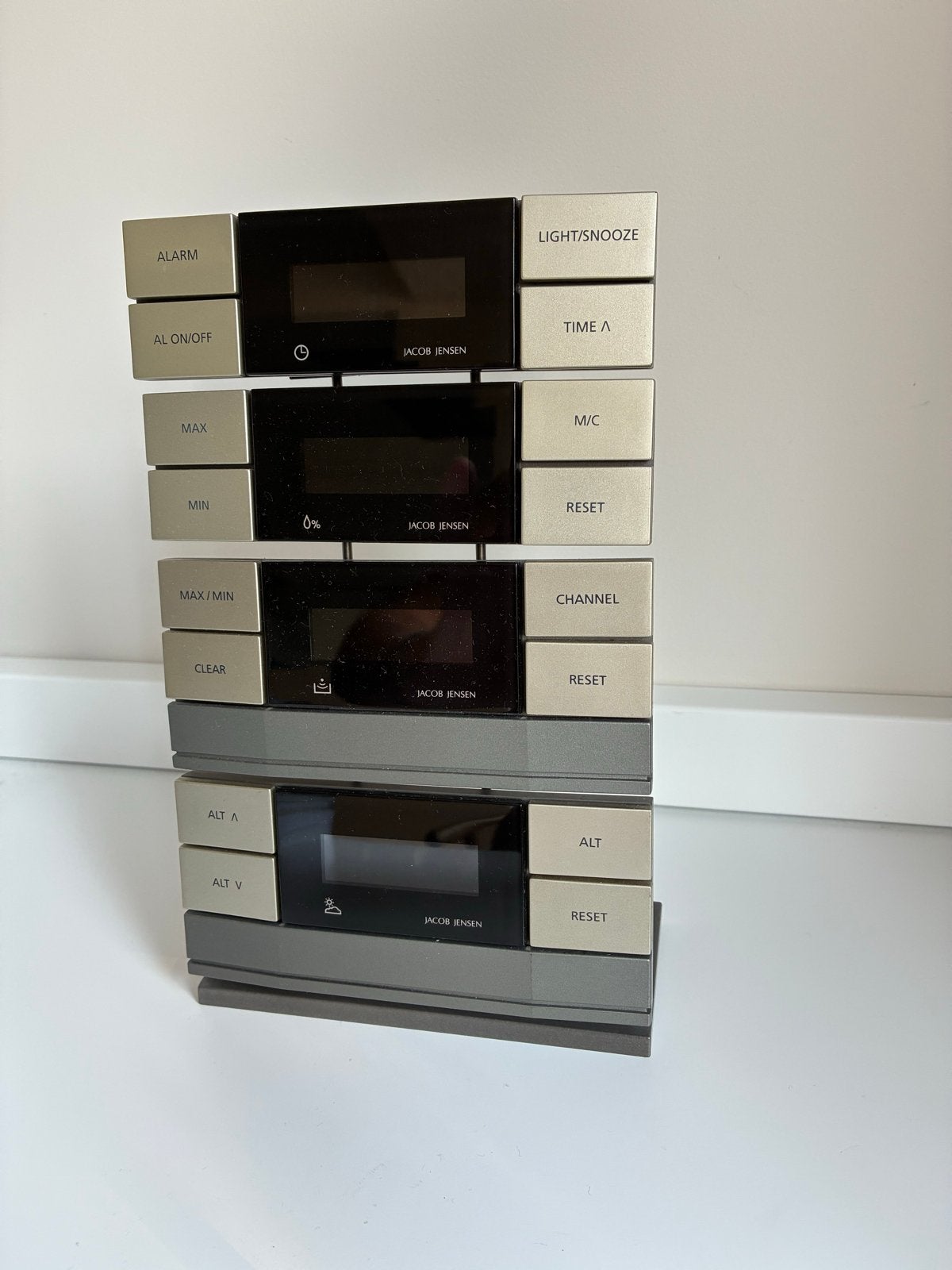 Jacob Jensen weerstation - Compleet met handleiding, Audio, Tv en Foto, Weerstations en Barometers, Ophalen of Verzenden, Gebruikt