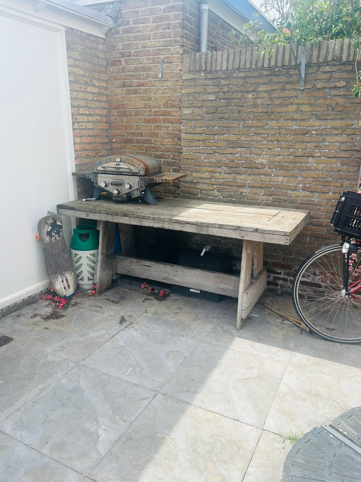Steiger houten tafel 78x200, Ophalen, Gebruikt, Rechthoekig, Hout