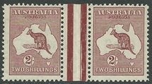 AUSTRALIE 1931-36 Kangaroo 2/-sh. Maroon (6-8-1935) Brugpaar, Verzenden, Postfris